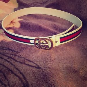 White Gucci Belt